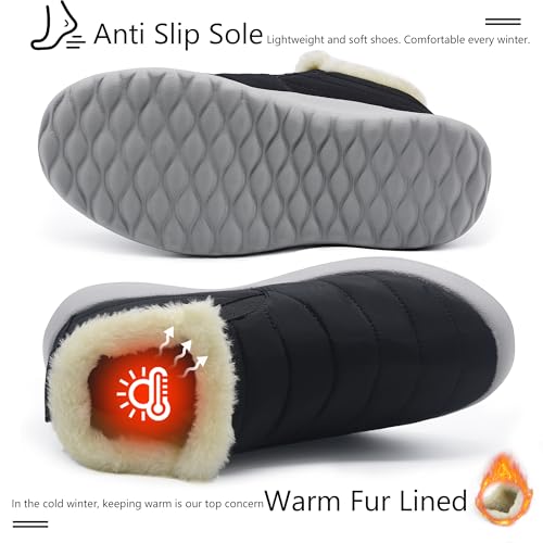 Winter Boots for Women Lightweight Comfortable Plush Waterproof Stylish Solid Color Ladies Ankle Shoes3