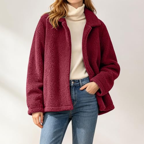 Womens Sherpa Jacket Oversized Lapel Sherpa Fleece Jacket Winter Coats - image 2