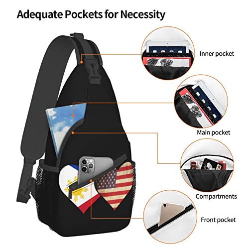 Mochila bandolera unisex con banderas de Filipinas y EE.UU. miniatura 5