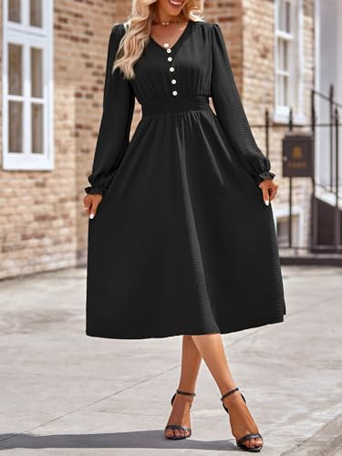 Robe longue d'été décontractée noire à manches volantées en taille S
