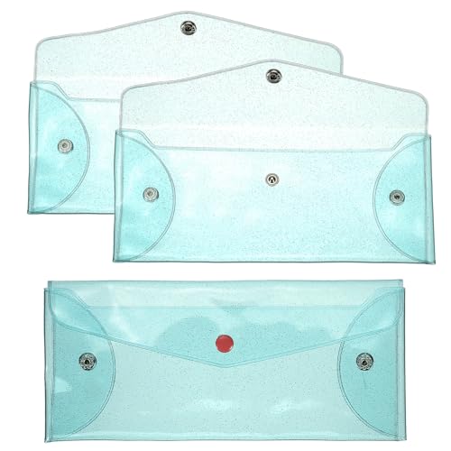 Bolsa De Dinero PATIKIL De PVC Azul, Sobre Para Depósito Y Billetera Brillante De 3 Piezas