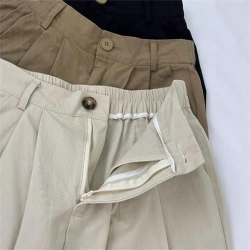 Women Retro Wide Leg Work Shorts Suits Cropped Pants Loose Casual Straight Leg Mid Pants2