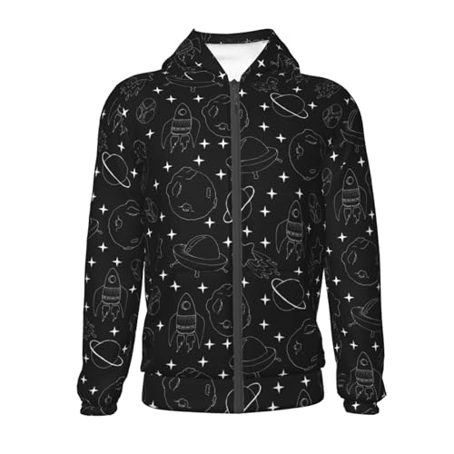Spaceship Kids Pullover Hoodies Boys Zip Up Sweatshirts Girls Athletic Clothes with Pocket2