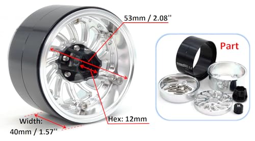 HOBBYSOUL 2.2 Beadlock Wheels Wide 40mm Adjustable Offset Rims for 1/10 RC Mud Crawler SCX10 Capra TRX4 Gen8 Everest gen 7 Pro Upgrade, HS701576