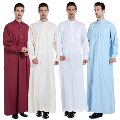 Adhdyuud Mens Long Sleeve Saudi Abaya Arabic Thobe Jubba Dubai Kaftan Middle East Islam Muslim Caftan Thobe2