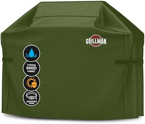 Grill Cover by Grillman, Green, 64 Inch, BBQ Outdoor Grill Covers, Charcoal & Gas Grills, Waterproof, Rip-Proof, Weather-Resistant, Anti-UV, Barbecue Cover for Weber, Genesis, Charbroil, Nexgrill, etc