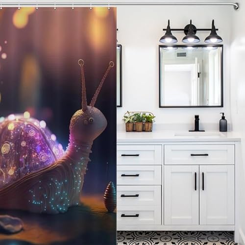 Rideau de douche escargots de qualité supérieure avec 12 crochets, tissu polyester imperméable