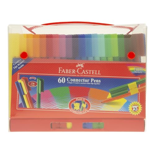 Marqueurs Connector Faber-Castell en valise de 60 feutres pour ranger et créer partout