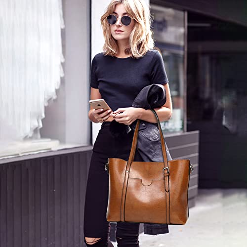 SULCET Tote Bag for Women Leather Shoulder Crossbody Bag Work Purse Large Capacity Laptop Briefcase3