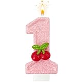 Zailo Cherry Number Birthday Cake Candles, Cherry Theme Party Decoration Supplies, Cake & Cupcake Decoration Gifts (Number 1)