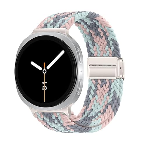 Image of Magnetic Braided Band for Samsung Galaxy Watch 9 8 40mm 44mm, Galaxy Watch8 Classic 46mm, One Click No Gap Elastic Stretchy Nylon Fabric Sport Strap for Women Men (Fantasy)