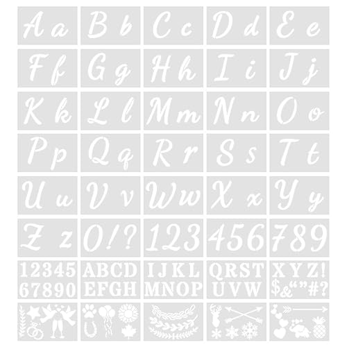 Buchstaben Schablone, 40 Stück Schablone Zahlen Buchstaben, 128 Designs Malschablonen, Alphabet Zeichnen Stencil, Letter Templates für Kinder DIY Malerei Bastelzubehör