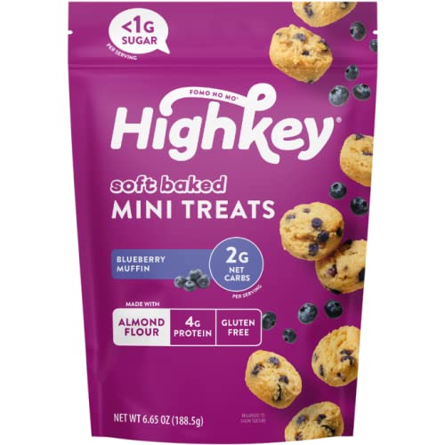 HighKey Blueberry Muffin Mini Treats - 6.65oz Keto Snack Cakes, Gluten Free Muffin Bites, Healthy Low Carb Food for Adults, Sugar Free Desserts for Kids, Ketogenic Diet Cake & Diabetic Breakfast Foods