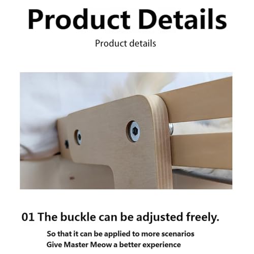 Perchoir de fenêtre en bois robuste pour chat et chien avec housse lavable douce - 6