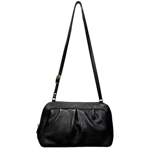 Bolsa Feminina Pequena Transversal Crossbody Couro Legítimo Macio Mole (Preta)