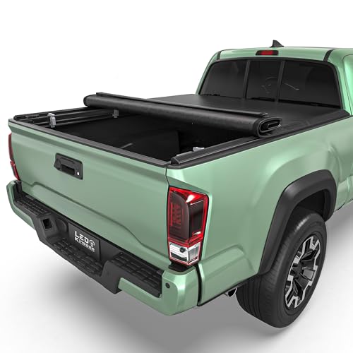 LEDKINGDOMUS Soft Roll-Up Truck Bed Tonneau Cover Fits for Toyota Tacoma 2016-2023 (Excl. Trail Edition) | 6' (73.5") Bed