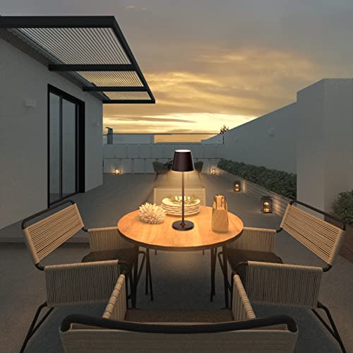 K-Bright-2-pezzi-Lampada-LED-Dimmerabile-da-tavolo-in-alluminio-H38cmRicaricabile-Colore-luce-calda-Per-interniesterni-Lampada-da-tavolo-con-base-di-ricarica-a-contatto-Bronze