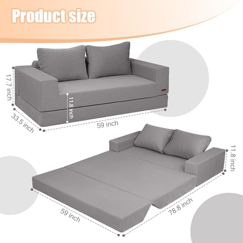 Image of COMAX Convertible Sofa Bed, Futon Sofa Bed, Folding Boneless Couches