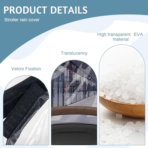 Regenschutz Kinderwagen Universal - Transparentes Regenverdeck mit Zugangsfenster - Schützt vor Regen, Wind und Schmutz - Einfache Montage und Aufbewahrung, Gute Luftzirkulation, Schadstofffrei