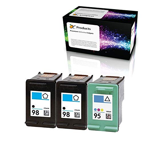 Refilled Ink Cartridge Replacement for HP 98 and HP 95 for Officejet 150 100 H470 PhotoSmart D5160 C4180 2570 8030 8049 (2 Black 1 Color)