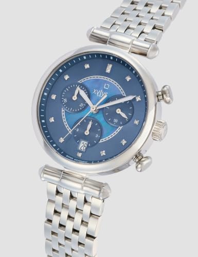 Image of Xylys Sparkle Swiss Chronograph Silver Stainless Steel Strap Blue Dial Watch for Women