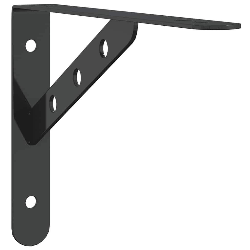 Regalträger 4 Stück, 23,5x2,5x15,5 cm Schwarz Edelstahl, Wandhalterung für Regale, robuste Konsolen für Bücherregale und Wandschränke