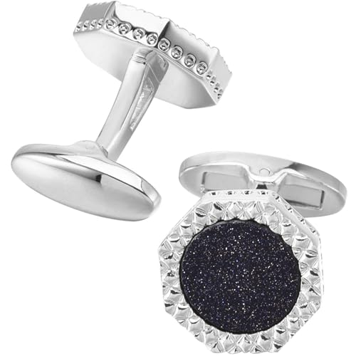 Mancuernillas Octagon Blue Goldstone para Hombre en Caja miniatura 4