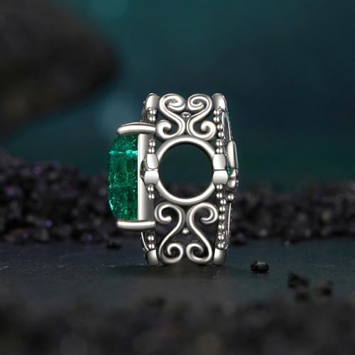 Calavera verde de plata de ley 925 que no pierde color para pulseras 6