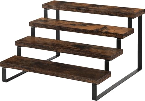 U HOOME Wooden Display Riser Stand 4 Tier Perfume Organizer Stand Large Shelf Risers for Figures Dessert Shelves for Party Tiered Display Stand Risers Display Shelf for Decoration and Organizer