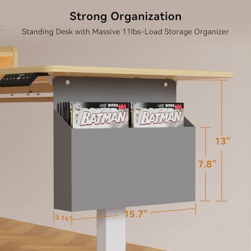 Image of WALKINGDESK 63 Inches L Shaped Standing Desk with Keyboard Tray and 2 Drawers, L Shaped Electric Standing Desk, Adjustable L Shaped Office Desk,Corner Standing Desk for Home Office, Oak