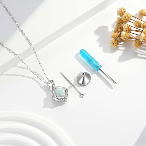 925 Sterling Silver Cremation Jewelry Urn Necklace- Teardrop/Heart/Tree of Life/Infinity/Bar Pendant Necklaces for Ashes for Women Memorial Keepsake Jewelry Gifts4