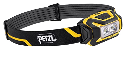 PETZL ARIA 2, Kompakte, langlebige, wasserdichte Stirnlampe, 450 Lumen, Schwarz