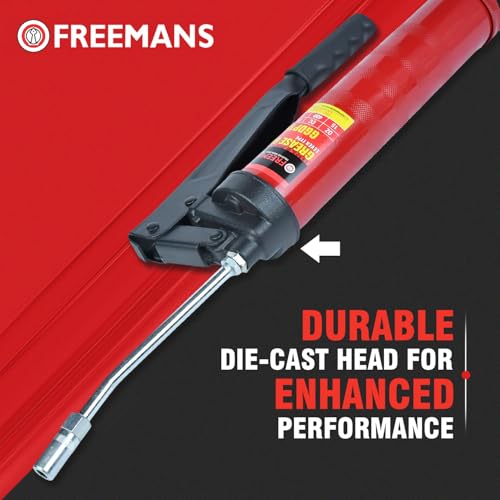 Image of FREEMANS GGDP15 Heavy Duty Lever Type Grease Gun with Lock Lever Mechanism | Dual Piston | 2.4gm /Stroke | T-Type Pulling Rod | 6000PSI, Use For Automotive, Industrial, Agriculture, Construction etc.