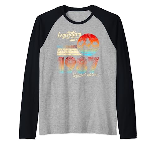 Cumpleaños Legendary Since Noviembre 1987 Regalo Camiseta Manga Raglan