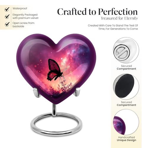 Image of Butterfly Urn - Large Cremation Urn for Human Ashes Adult Male & Female - Mini Keepsake Burial Urns - Combo of 8 Inch & 3 Inch