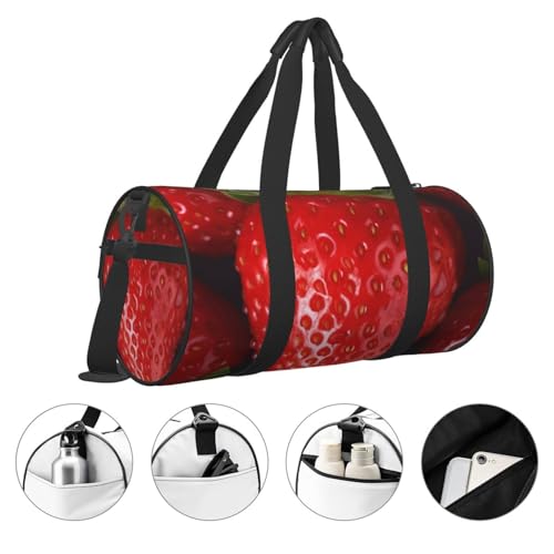 Red Strawberry Duffle Bag for Men Women - Carry on Overnight Bag Travel Duffel Tote Bags Yoga Gym Bags Waterproof Weekender Bag Large Luggage Bag with Adjustable Strap4