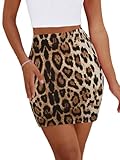 Women's Mini Pencil Skirt - High Waisted Leopard Print Bodycon Summer Casual Y2K Going Out Tight Skirts XS