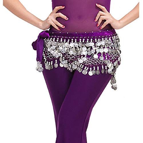 XINNI Waist Band Hip Scarf Wrap Skirt Tribal Sash with Coins Decor for Belly Dance2