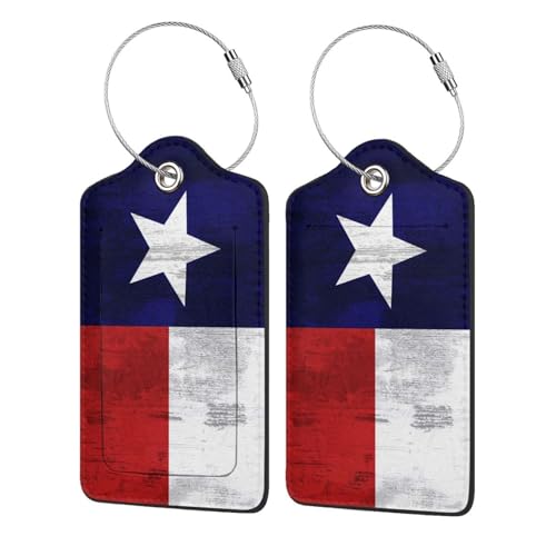 2 Pcs Texas Flag Luggage Tags for Suitcase, Unique TX Lone Star State Gifts for Privacy Cover ID Label with Stainless Steel Loop and Address Card4