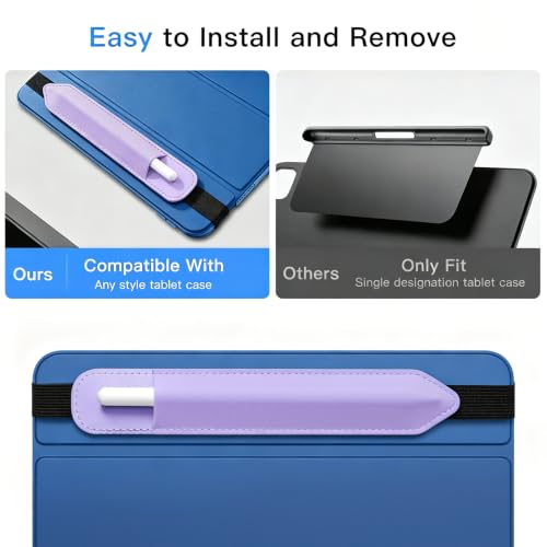 Image of MoKo Pencil Case Holder Fit The Apple Pencil (Pro and USB-C and 1st and 2nd Gen), Detachable Elastic Pocket for Stylus Pen with Elastic Band Attached to iPad Case, Purple Lavender