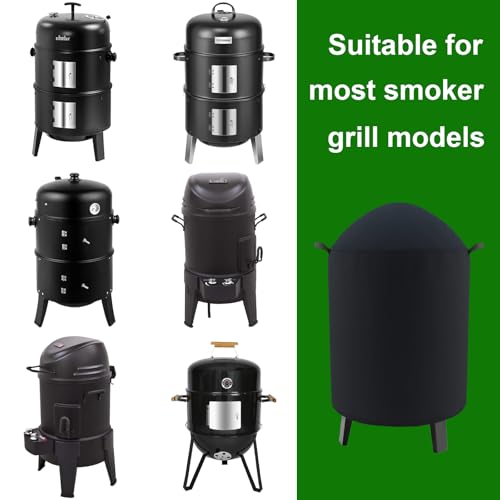 Outdoor Round Vertical Smoker Cover Fits Big Horn Outdoors 16",Outvita 17" & 18.5",VIVOHOME,Char-Griller AKORN Jr Smoker Model E86714, Outsunny susici GRILIFE ect Most 16" Smoker (19" D x 28" H)