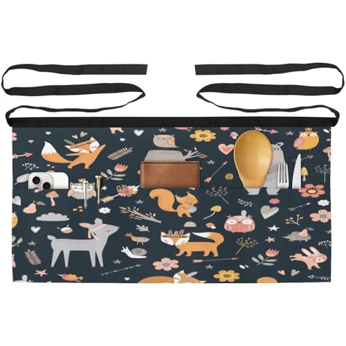 Demi-tablier court de chef motif forêt pour la cuisine et le jardinage