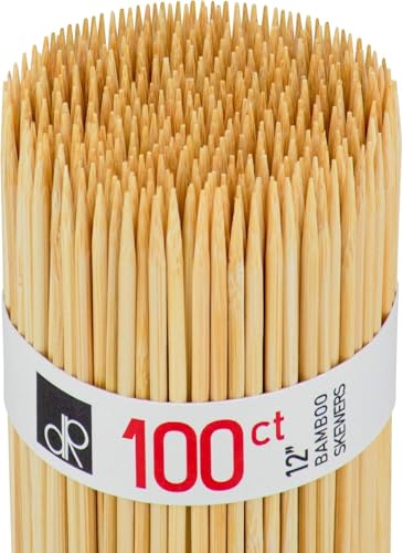 DecorRack 30 cm Natürliche Bambusspieße, 100 Holzspieße für BBQ, Grillen, Kebabs, Vorspeisen, Früchte, S'mores, Cocktails, Brunch, Fondue, Barbecue, DIY Basteln