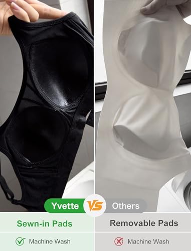 Image of Yvette Front Closure High Support Sports Bras for Women Double Straps Plus Size Sports Bra with Sewn in Pads