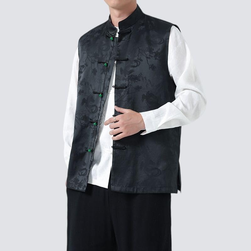 Chaleco de traje estilo chino para hombre con estampado vintage 3