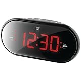 GPX C253B Dual Alarm Clock AM/FM Radio with 1.2-Inch Red LED Display (Black)