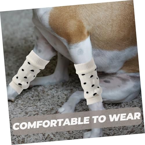 VERDANVERSE 4 StüCk Gestrickte BeinwäRmer FüR Hunde Weiche Baumwolle Haustierbeinsocken Ellbogenschutz Und Sprunggelenkabdeckungen FüR Outdoor Schutz Gegen Schmutz Und KäLte und 11 x 5 x 1 cm