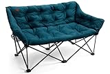 EVER ADVANCED Double Camping Chair for Adults 400KG, Heavy Duty Oversized Folding Camping Sofa Padded 6cm, Garden Foldable Chair Outdoor Luxury for Heavy People Camp Portable Green