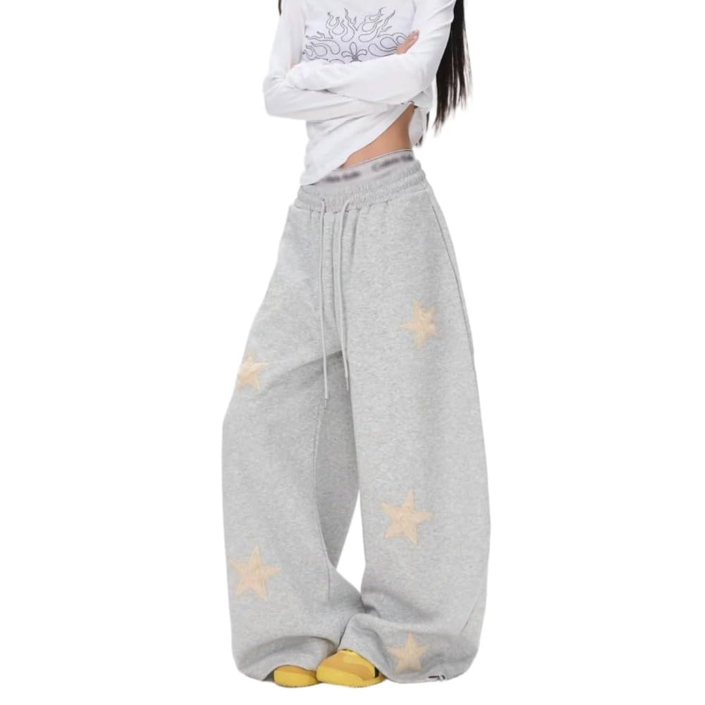 JJDFW Hip-hop con coulisse adatto sia per uomini che per donne casual a vita alta versatile pantaloni larghi Y2k pantaloni sportivi larghi