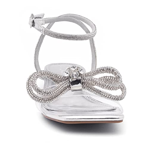 Image of Shoe Land Low Heels for Women 1 Inch Chunky Block Heeled Sandals Square Open Toe Strappy Ankle Strap Dressy Sandals for Wedding Prom Party Office